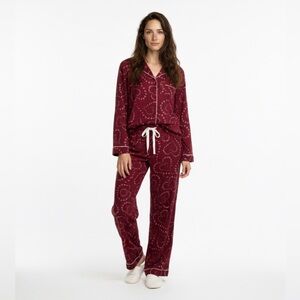 Victoria's Secret Maroon Heart Pajama Set